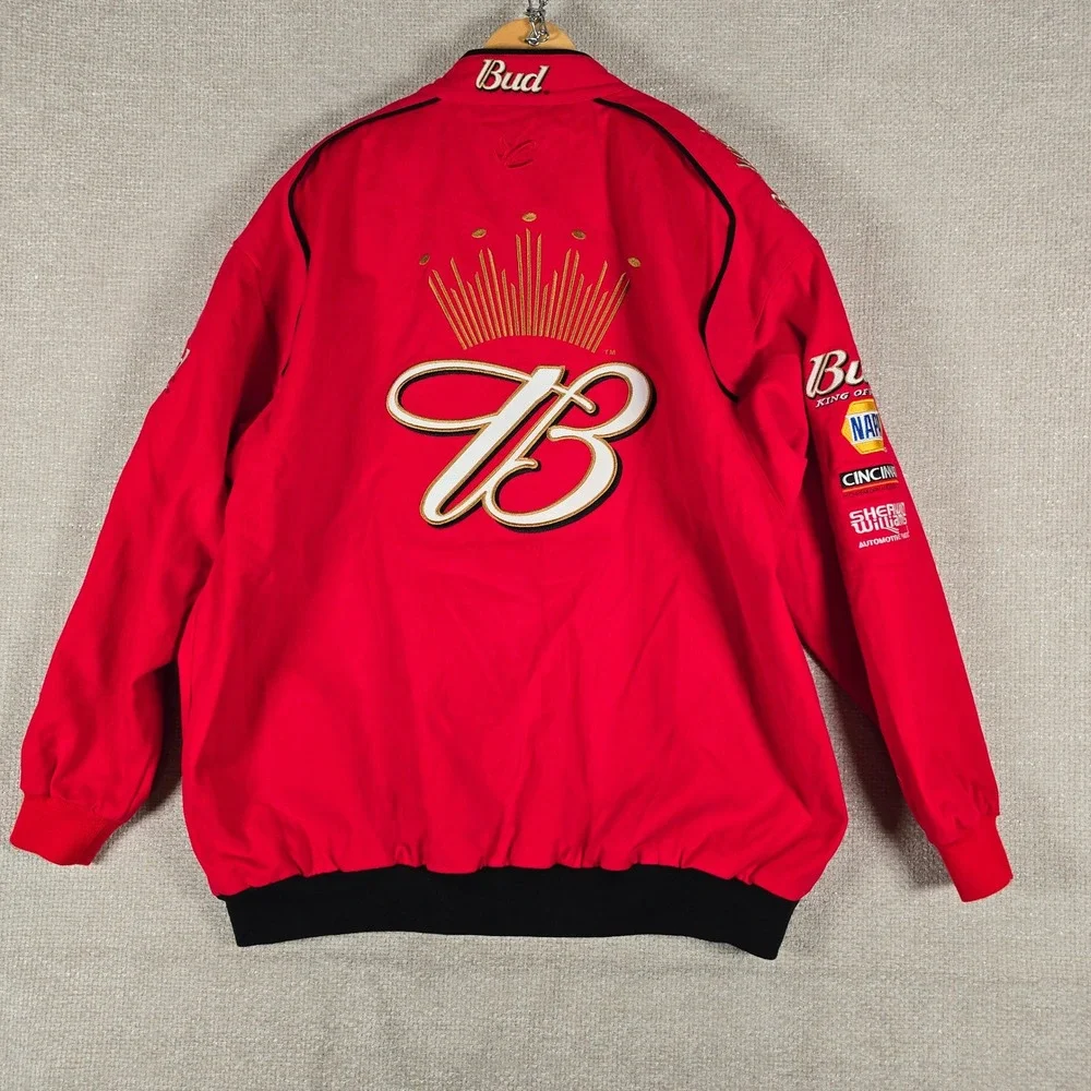 Chase Authentics Budweiser NASCAR Racing Jacket Red Cotton XXL Winston Cup Snap